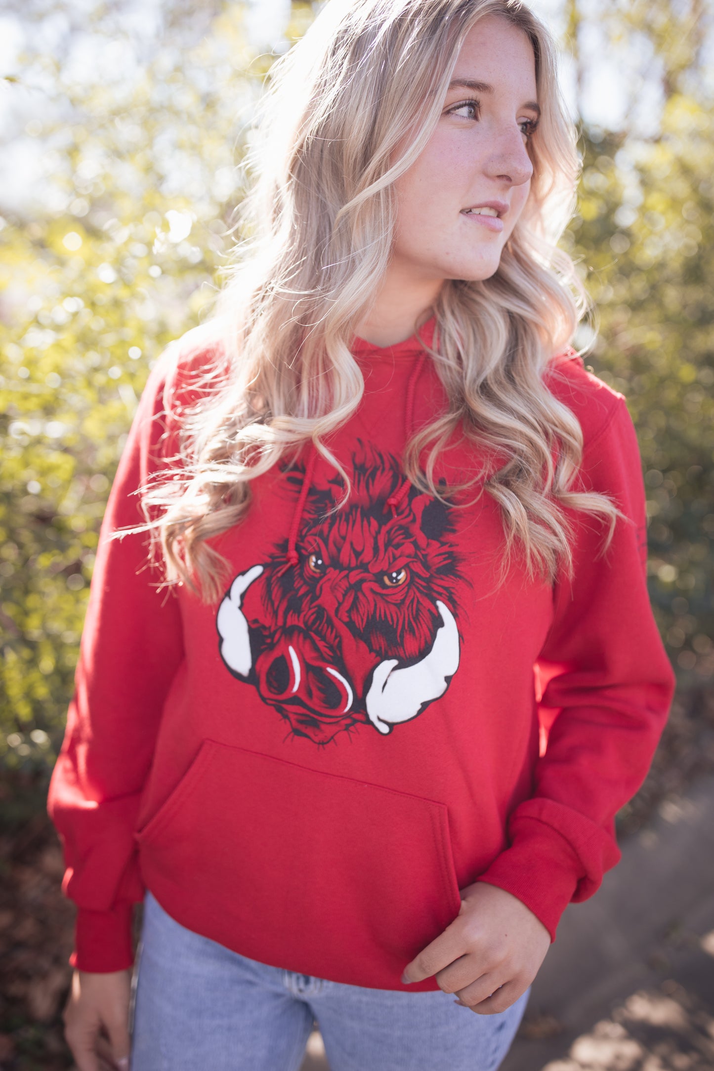 Red Boar Long Sleeve Hoodie