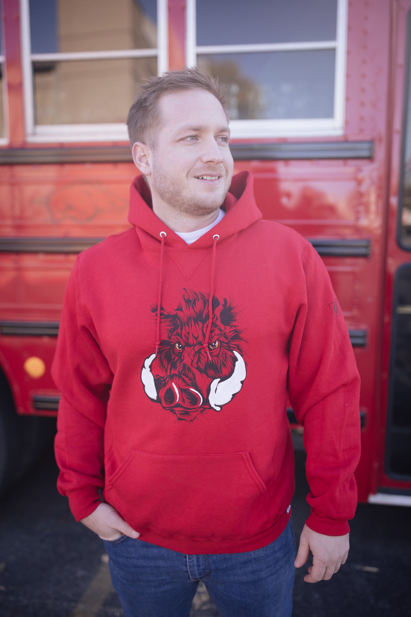 Red Boar Long Sleeve Hoodie